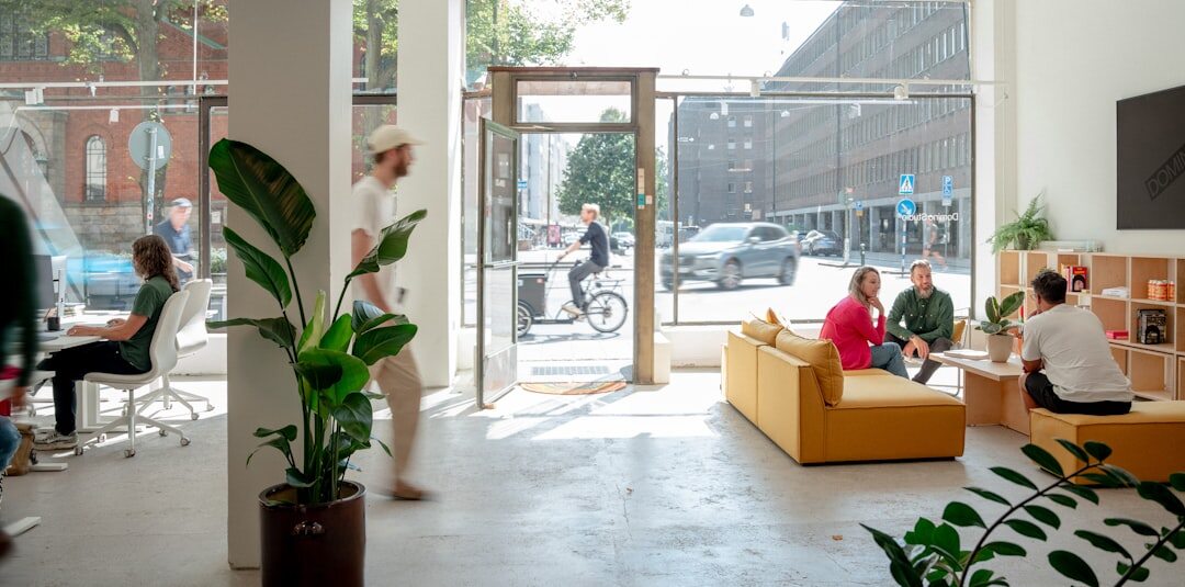 Scandinavian media team working together in a bright modern production studio